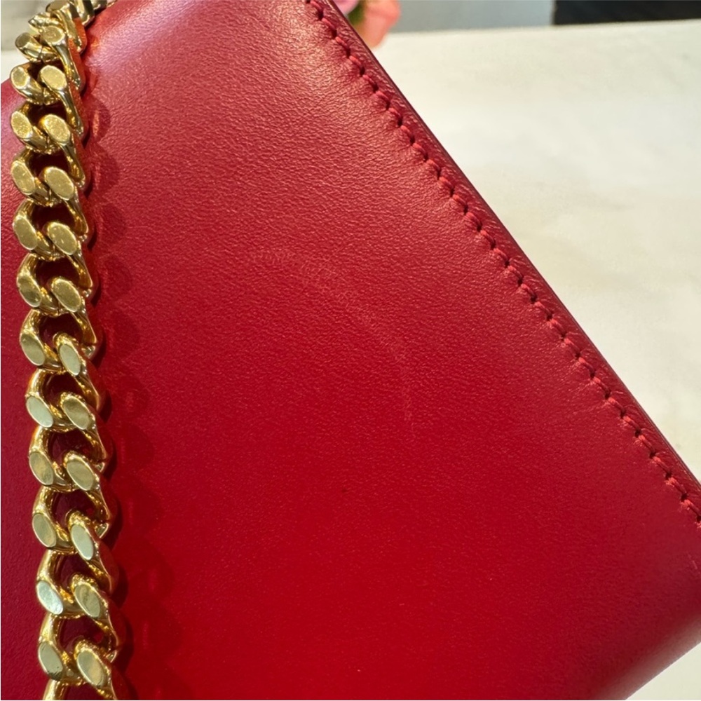 Saint Laurent Red and Gold Clutch with Iconic YSL Logo - Picture 7 of 16